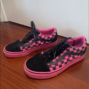 Pink and black limited edition checkered Vans